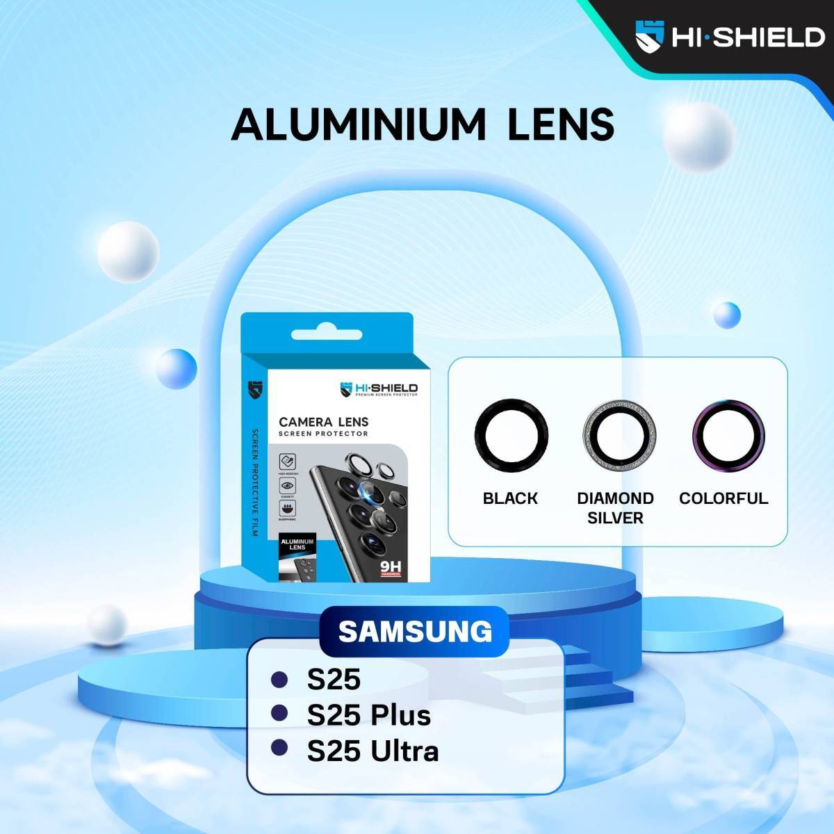 Hishield Lens Clear Lens Aluminium Camera แหวนกันรอยเลนส์กล้อง ใช้สำหรับ Samsung S25 Ultra S25 Plus S25 ใบกำกับภาษี