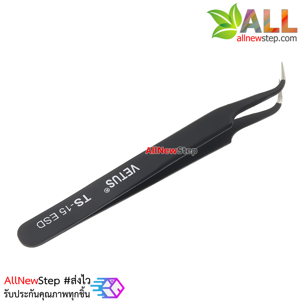 Tweezers Anti-static black carbon fiber Tools ทวิสเซอร์สำหรับจับอุปกรณ์ TS-15ESD ESD-15
