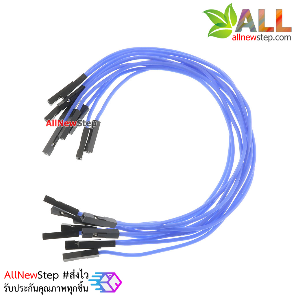 สายไฟจัมเปอร์ 20cm สาย jumper 20 cm จำนวน 10 เส้น เมีย-เมีย สีน้ำเงิน
