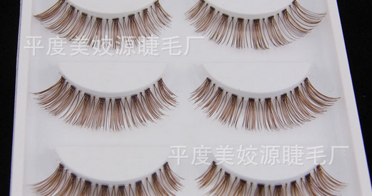 HW-19# ขนตาเอ็นใส สีน้ำตาล (ขายปลีก) เเพ็คละ 5 คู่ ขายยกเเพ็ค