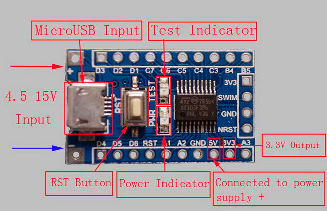 STM8 STM8S103F3P6 ARM Board