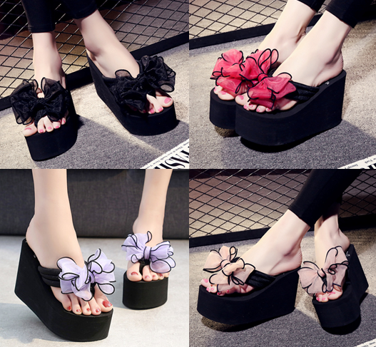 รองเท้าส้นสูงฟองน้ำสีดำ แดง ชมพู ม่วง ครีม น้ำเงิน ไซต์ 35-41