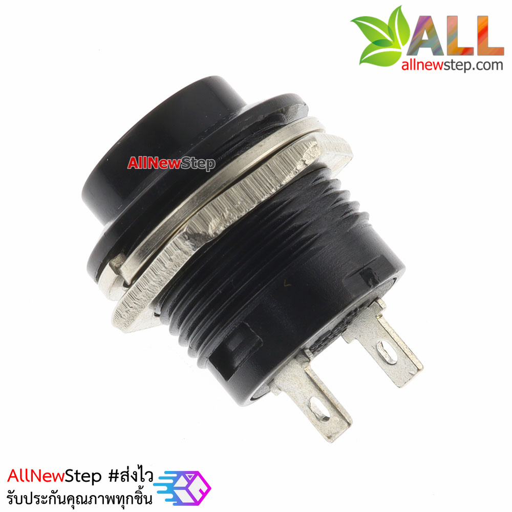 R13-507 push button switch 16mm round reset switch สวิตช์กดติดปล่อยดับสีดำ