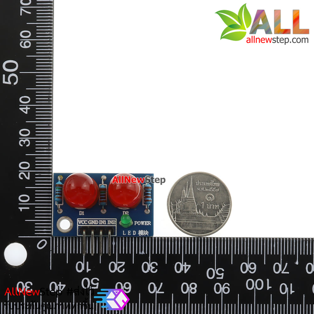 LED Module ไฟแสดงสถานะ 2 ดวง 10mm สีแดง