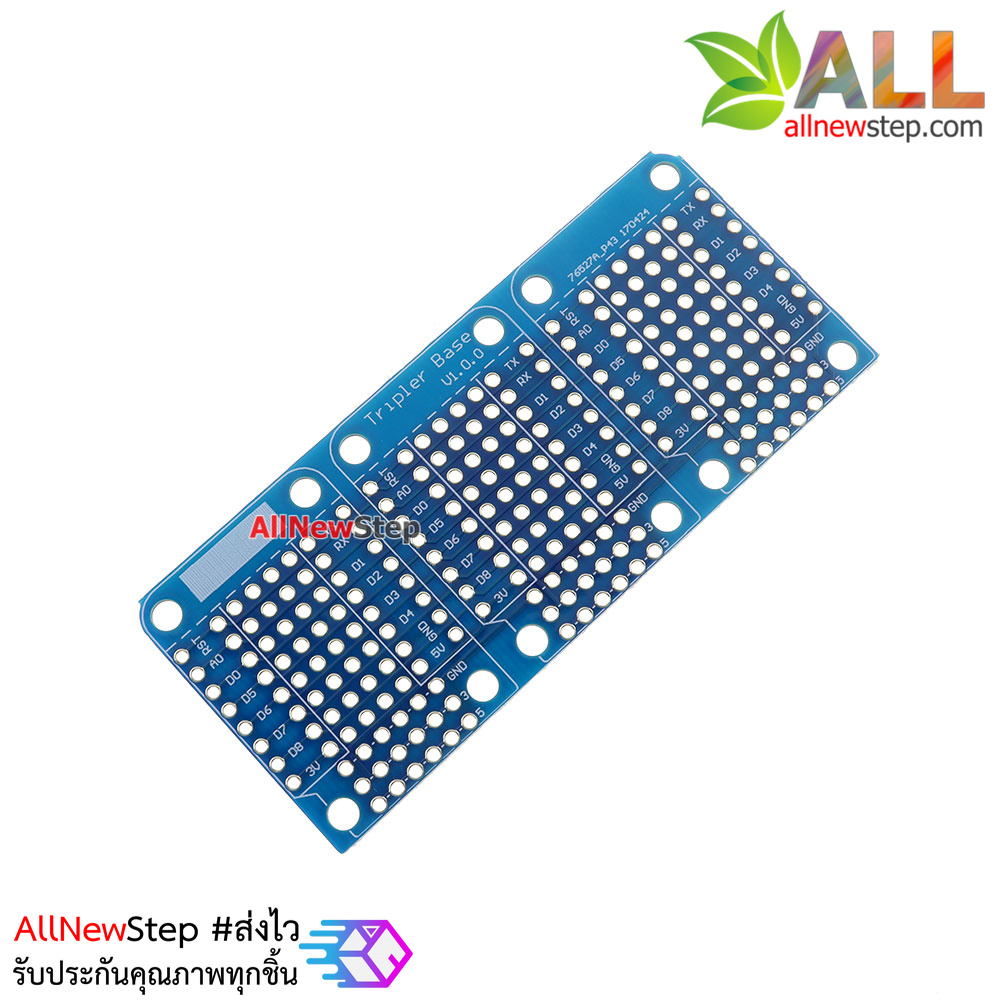 บอร์ดขยายขา Wemos D1 Mini PCB แบบ 3 จุด wemos d1 Mini base three expansion board