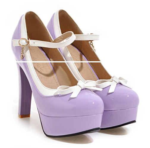 รองเท้าส้นสูง ไซต์ 34-43 สีดำ/ชมพู/ม่วง/เขียว