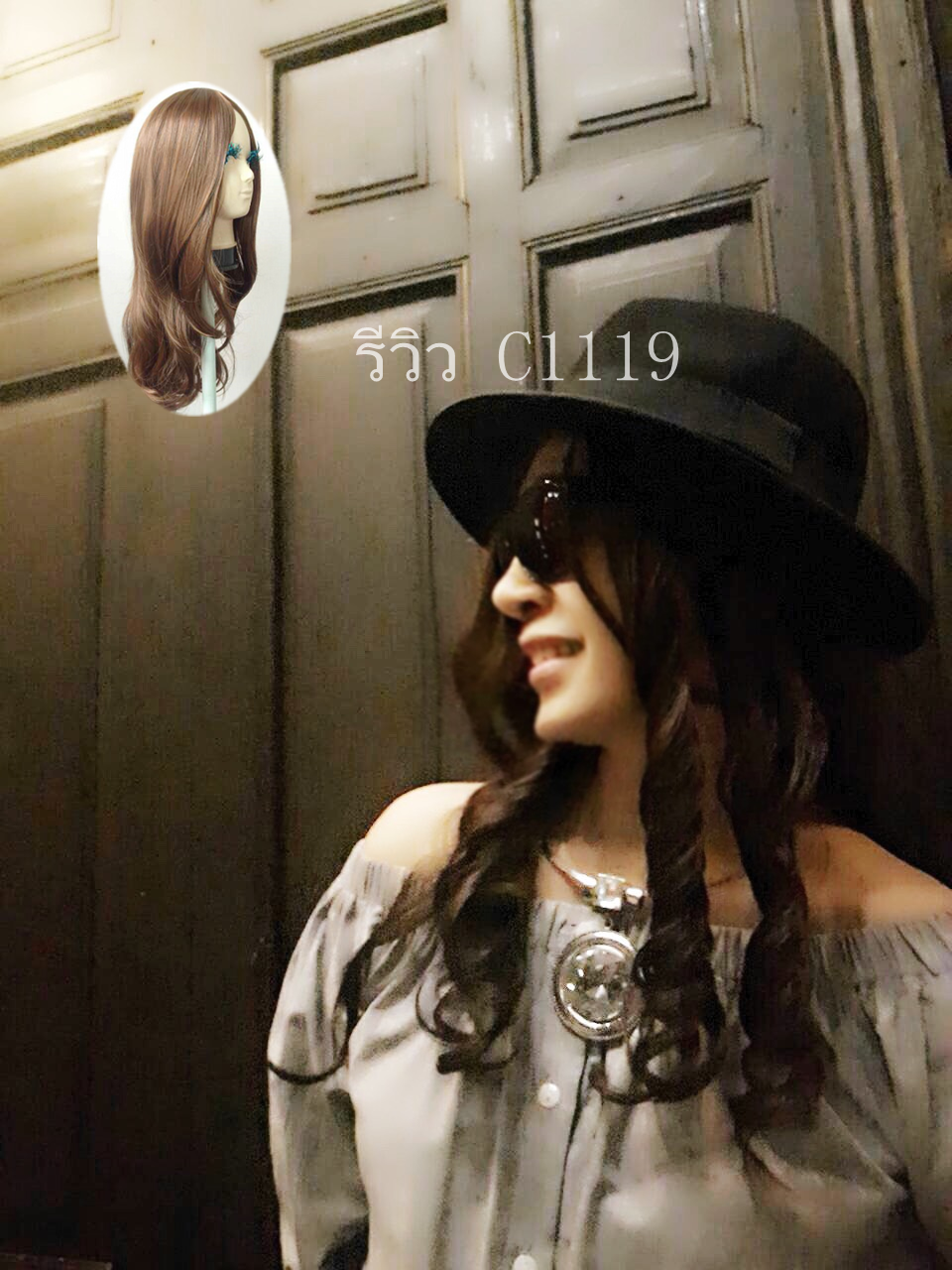 C1119 วิกผมลอนคลายเบาๆ เเสกกลางเห็นหนังศรีษะ