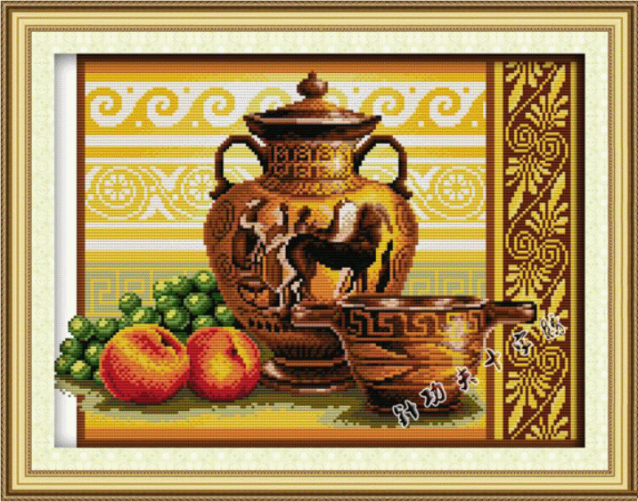 ชุดปักจีน Pottery and Fruits
