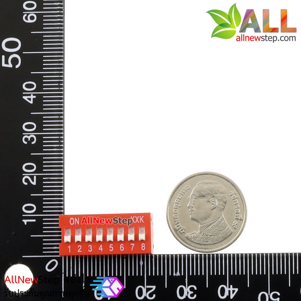 DIP 8 switch DIP 2.54mm สวิตช์แบบ DIP ระยะห่างระหว่างขา 2.54mm ขนาด 8 ช่อง