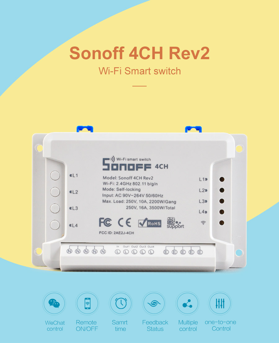 Sonoff 4CH R2 WiFi Switch Smart Plug For Smart Home ITEAD STUDIO