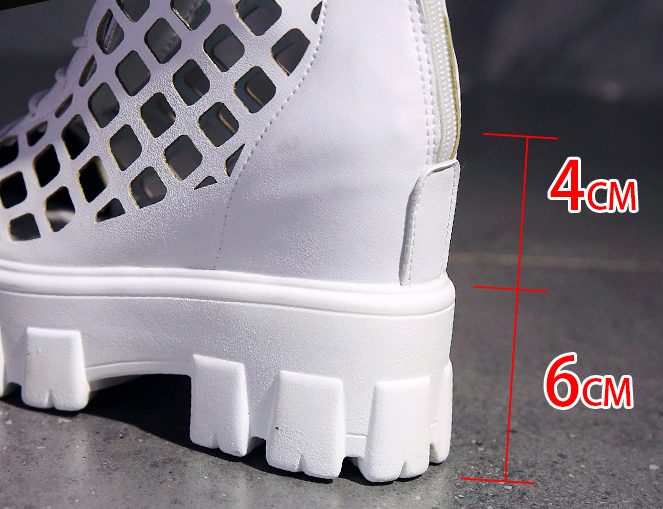 รองเท้าทรงบูทยาวส้นเตารีดสีดำ/ขาว ไซต์ 34-39