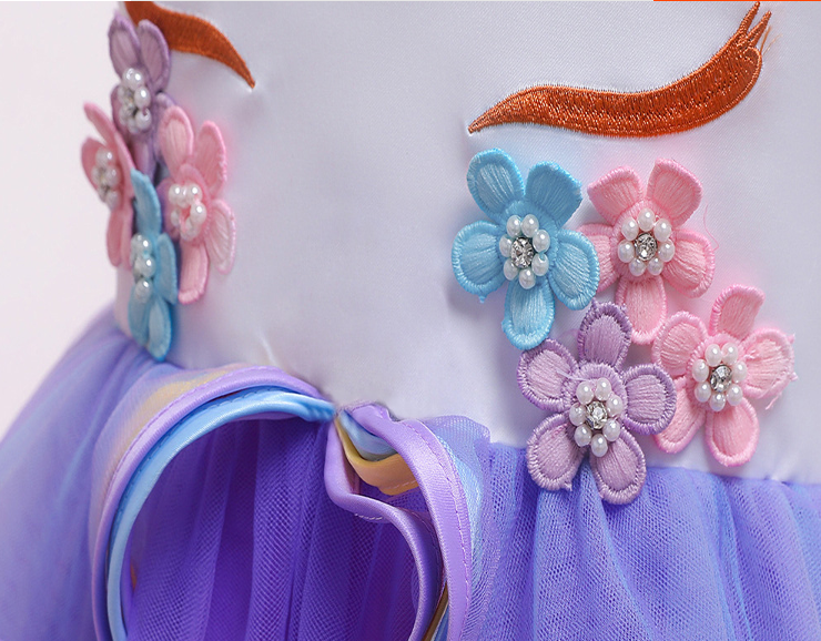ชุดออกงานเด็กสไตล์โพนี่สีชมพู/ฟ้า/ม่วง สำหรับเด็ก 5-15 ปี