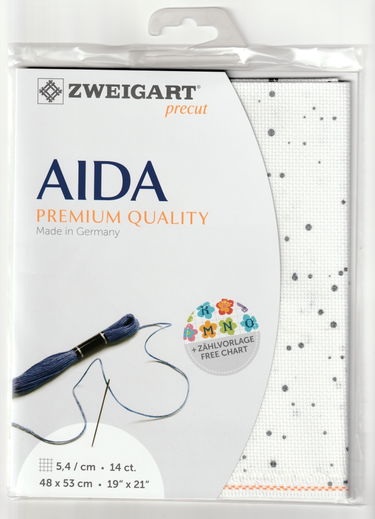Zweigart ผ้า Aida Splash 4 ct. สี White/Grey Light Basalt ขนาด 48 x 53 ซม.