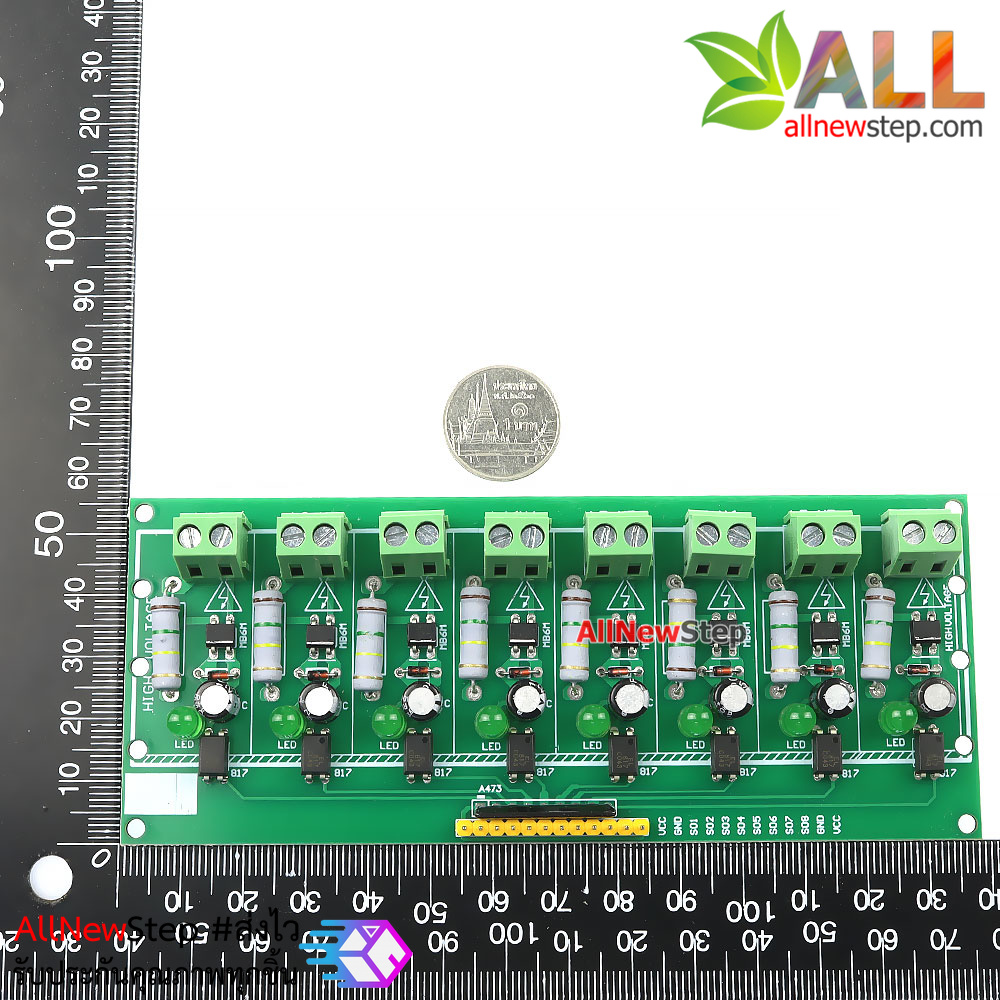8 Channel โมดูลตรวจสอบไฟ AC 220V 8 ช่อง AC Optocoupler Module 220V Optocoupler Isolation Detection 220V