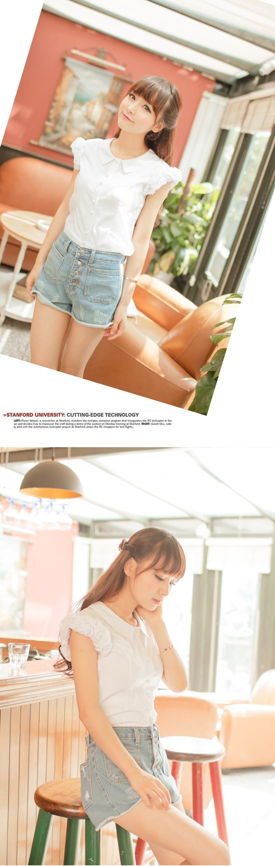 ***หมดค่ะ***เสื้อผ้าคอตตอนสีขาวเข้ารูป แขนระบาย สวยหวานเหมือนแบบค่ะ