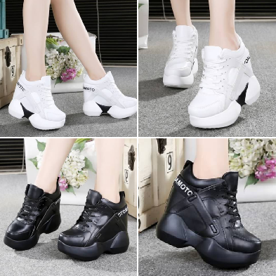รองเท้าผ้าใบเสริมส้น ไซต์ 35-39 สีดำ/ขาว