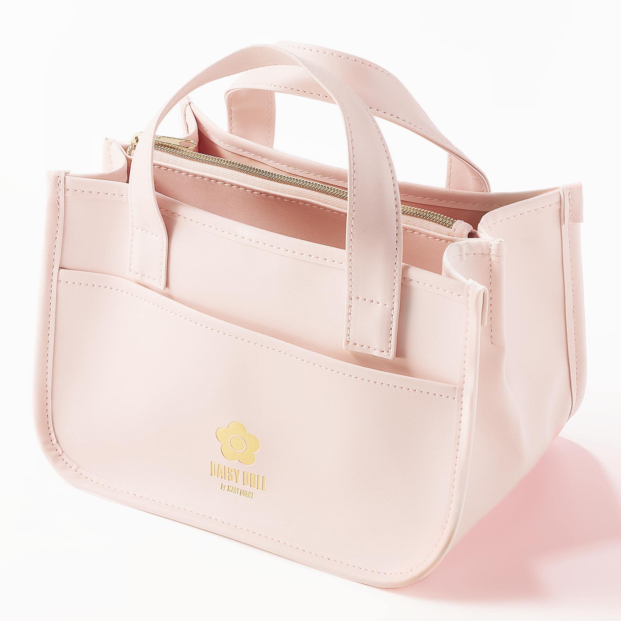 หมดแล้ว DAISY DOLL by MARY QUANT Multi Storage Bag กระเป๋าถือ สีชมพูหวาน กับลายดอกเดซี่สีทองสุดเก๋