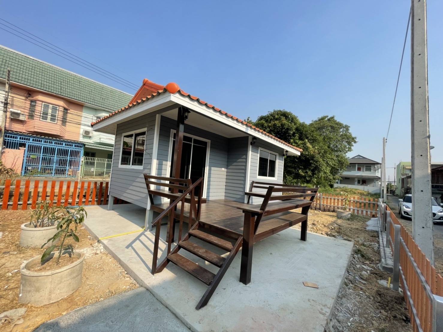 บ้านน็อคดาวน์ ขนาด 4*6 เมตร พร้อมระเบียง 2*3 เมตร 1 ห้องนอน 1ห้องน้ำ 1ห้องโถง