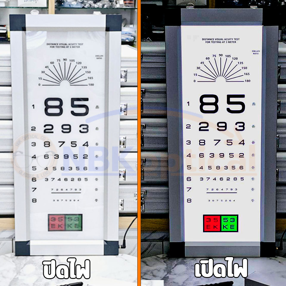 ป้ายวัดสายตามองไกล CHART 85 LIGHT ไฟLED ระยะ 3 เมตร