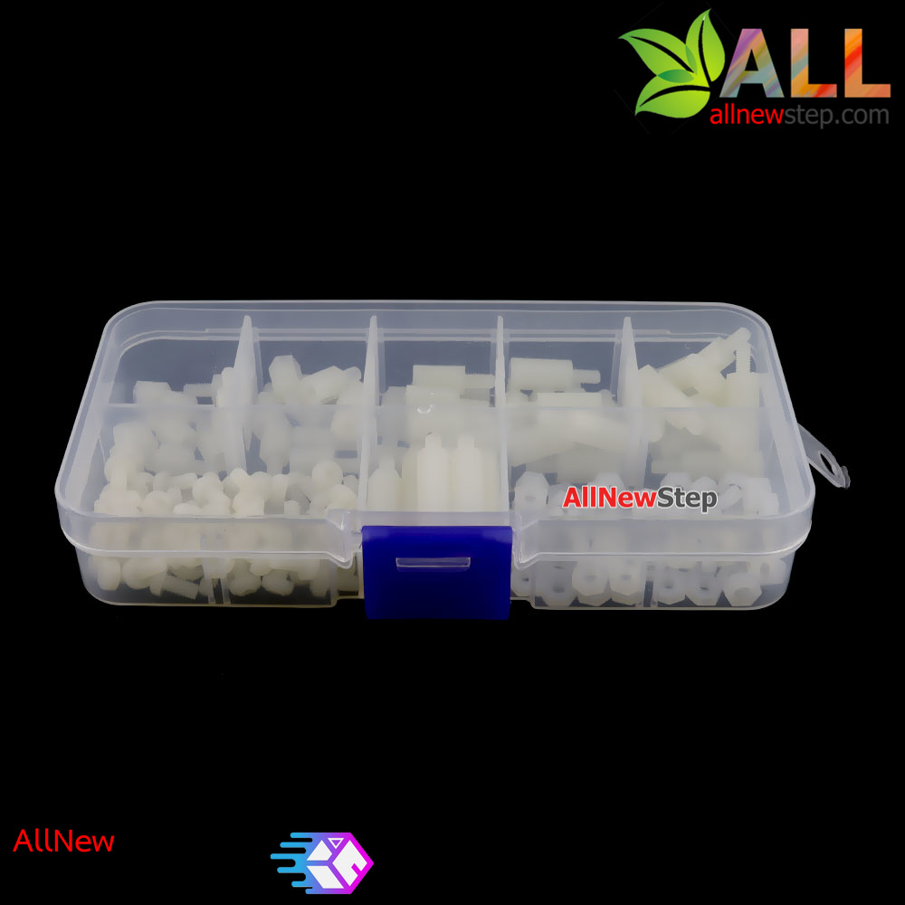 M3 Nylon Hex Spacers / Screw / Nut Stand-off White 180 pcs ชุดน๊อต หกเหลี่ยม สีขาว
