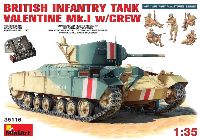 1/35 British infantry tank Valentine Mk. I w/crew
