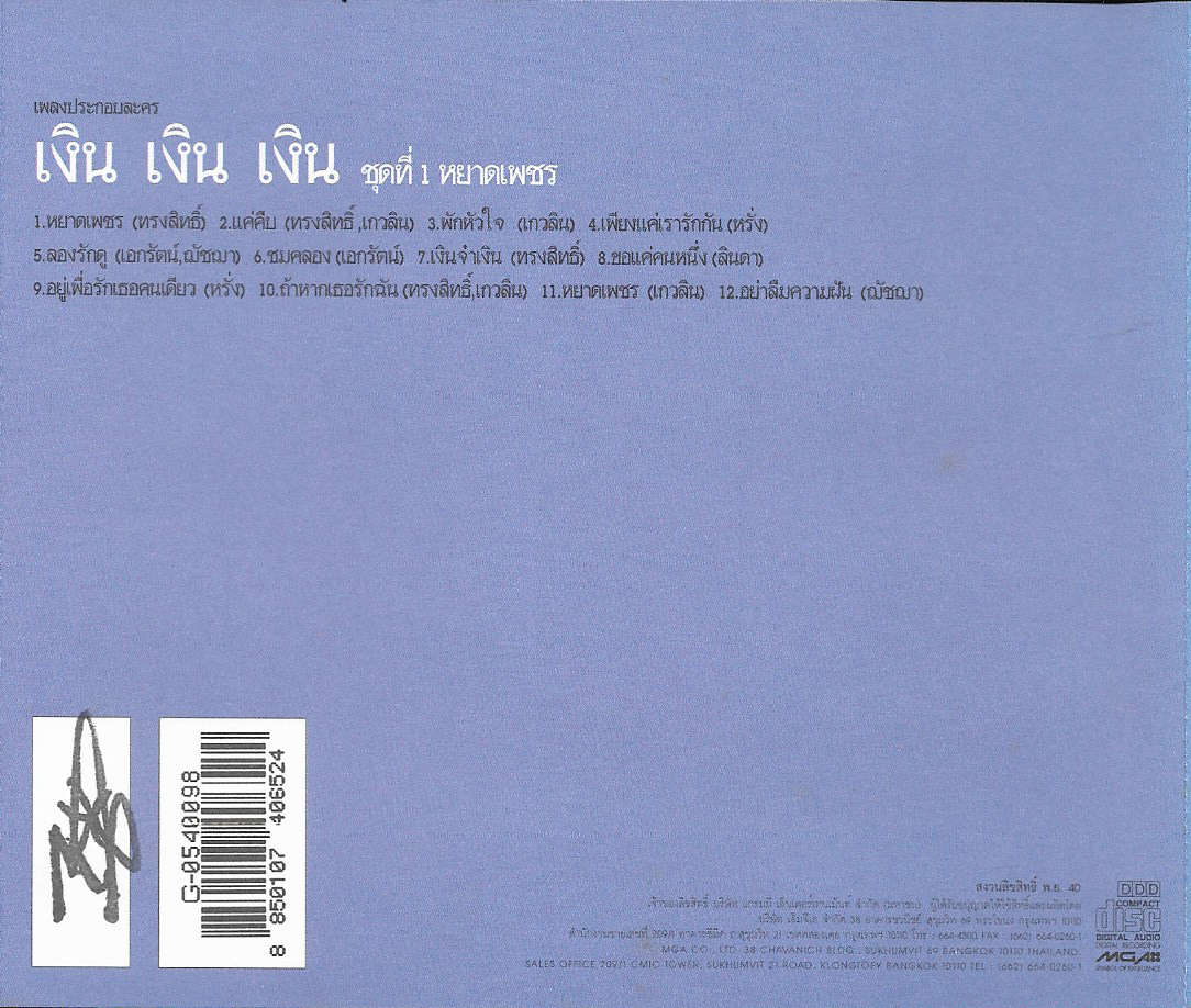 Used CD,เพลงประกอบละคร เงินเงินเงิน ชุด 1 หยาดเพชร (รวมศิลปิน)(V.A.T)(แผ่น CD ไม่มีรอย)(A)(2540)