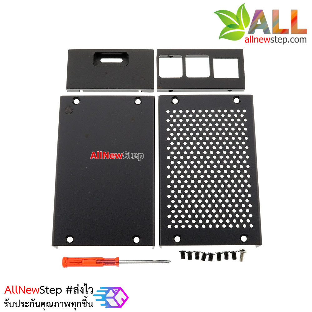 กล่องเคสโลหะ Raspberry Pi 4 aluminum alloy metal 4b + shell + Raspberry Pi4 chassis cooling box accessories สีดำ