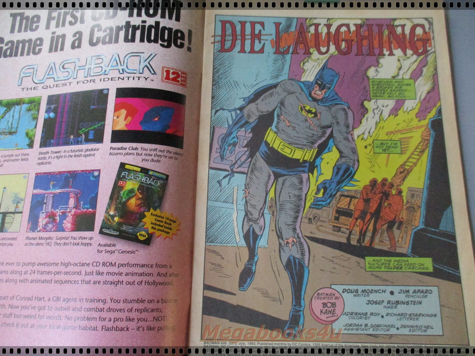 การ์ตูน DC comics การ์ตูนภาษาอังกฤษ แบทแมน BATMAN ฉบับที่ 496 ปี2536 ตอน DIE LAUGHING