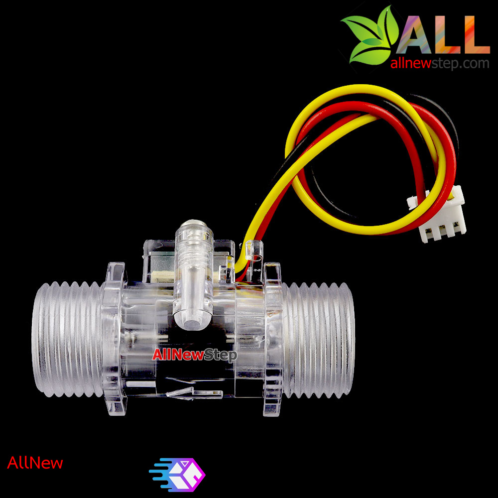 YF-S201C เซนเซอร์วัดอัตราการไหลของน้ำ ขนาด 1/4 นิ้ว สีใส