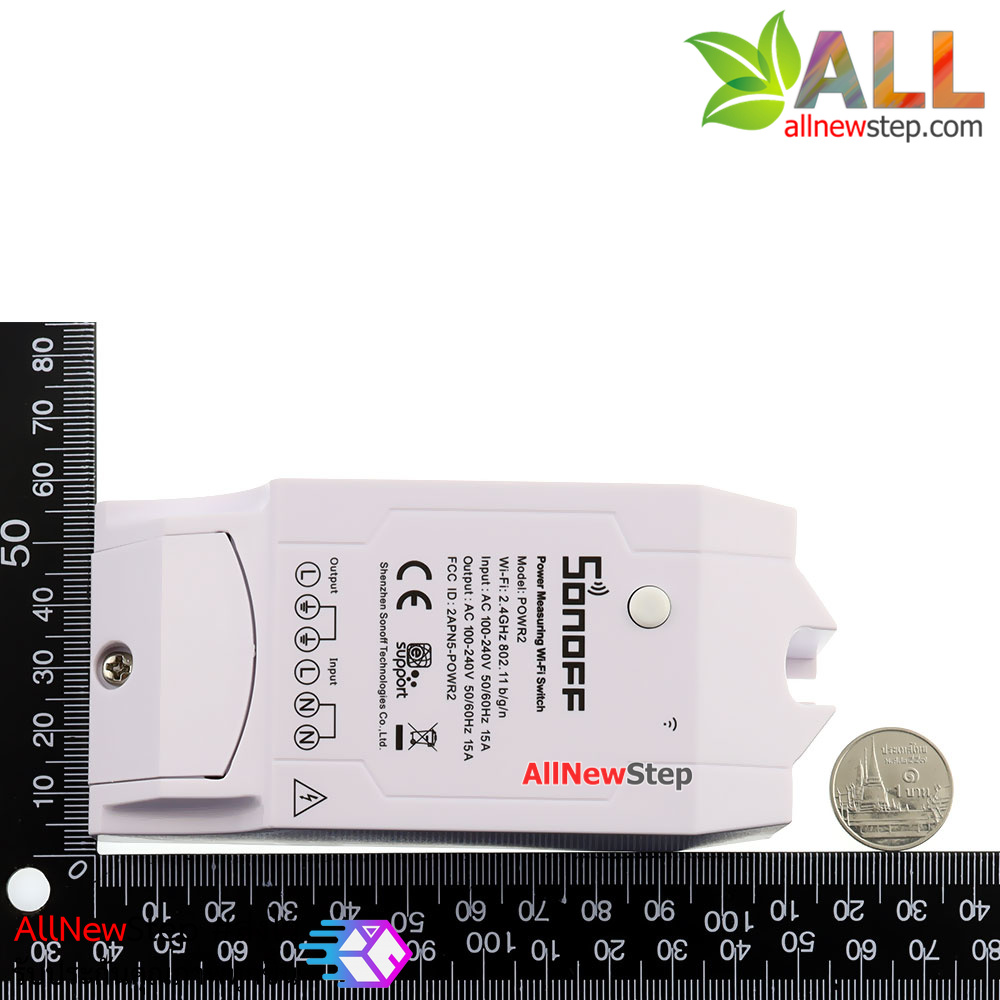 Sonoff POW R2 15A สวิตช์ Wi-Fi ควบคุมเปิด/ปิดไฟ 220V กระแสสูงสุด 15A พร้อมวัดพลังงานไฟฟ้าที่ใช้งานผ่านมือถือ Smart Switch Sonoff POW