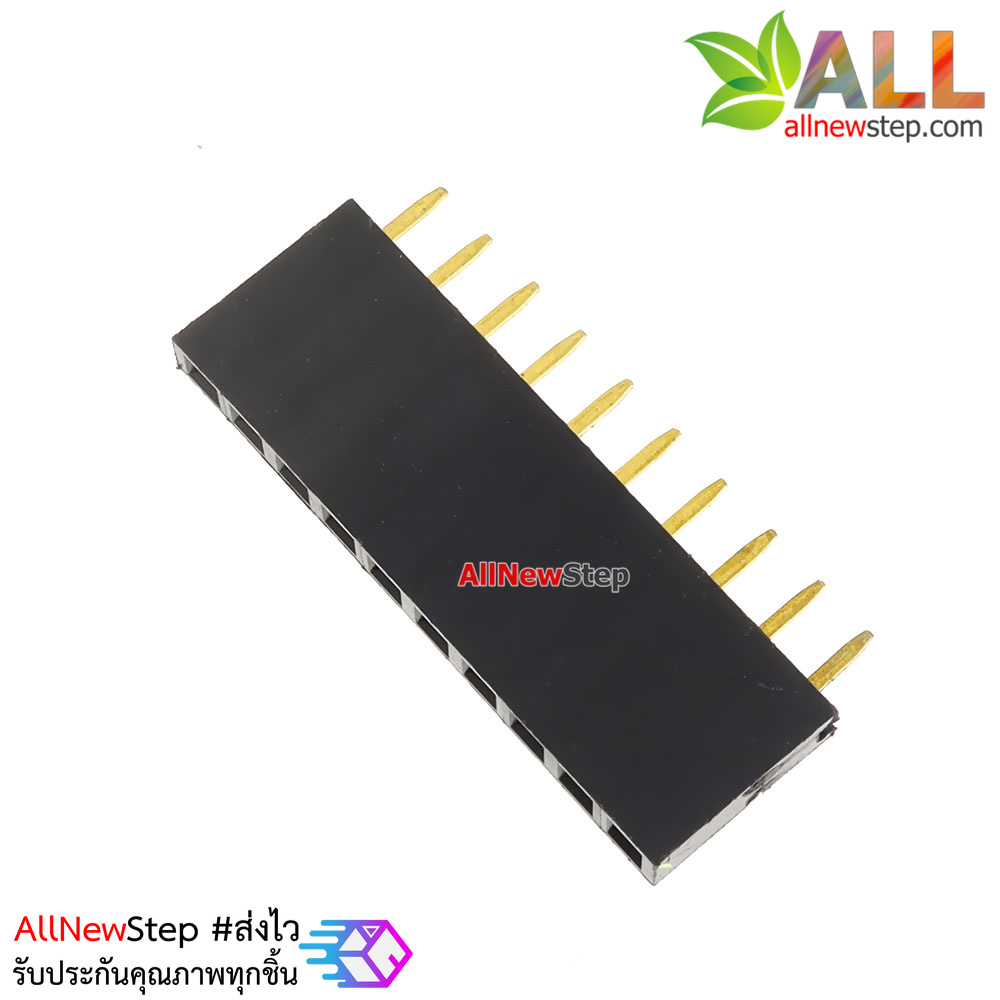 1X10 Pin 10P Single Row Female Header 2.54mm pitch straight จำนวน 1 ชิ้น