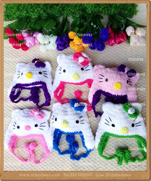 ใหม่สุดๆ พร้อมส่งหมวกคิตตี้สีขาวเขียว kitty ผลิตจากไหมขนแกะอย่างดี สวมใส่นุ่มสบายศีรษะค่ะ