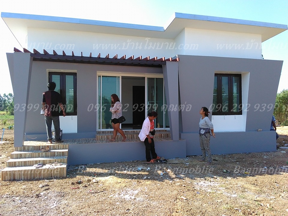 บ้านโมเดิร์นขนาด 8*7.5 ระเบียง 1.5*5 เมตร (3ห้องนอน 2ห้องน้ำ 1ห้องนั่งเล่น 1ห้องครัว)