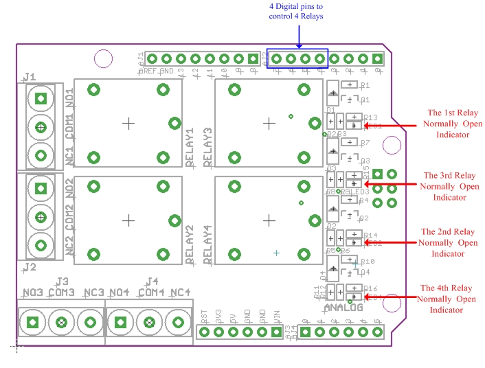 รีเลย์ 4 ช่อง Uno Shield Four Channel Relay Electronic 5V 4 Channel Relay Shield Module for Arduino