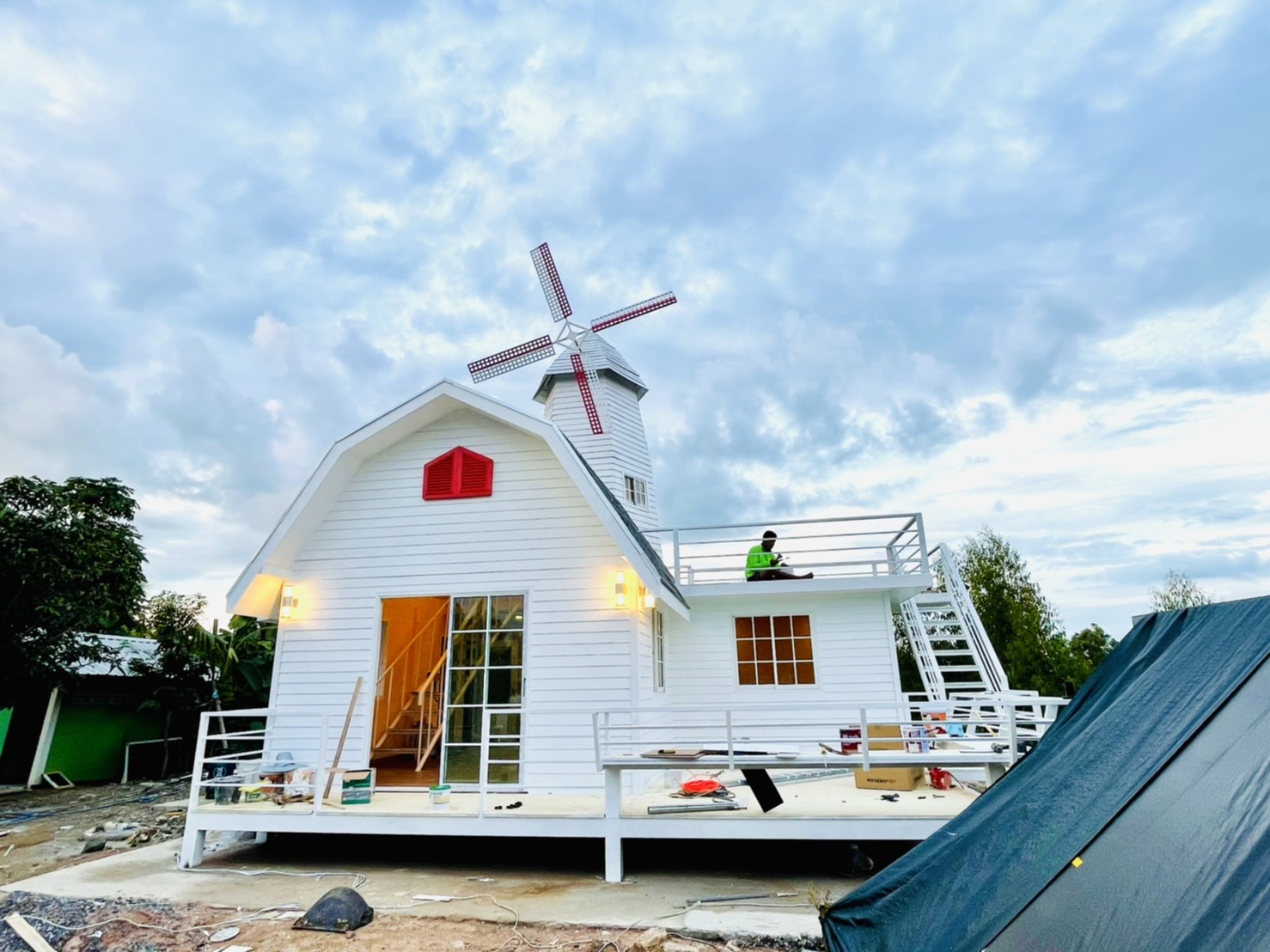 บ้านกังหันลม ขนาดกว่า 50 ตารางเมตร ใหม่ล่าสุด กังหันหมุนได้จริง