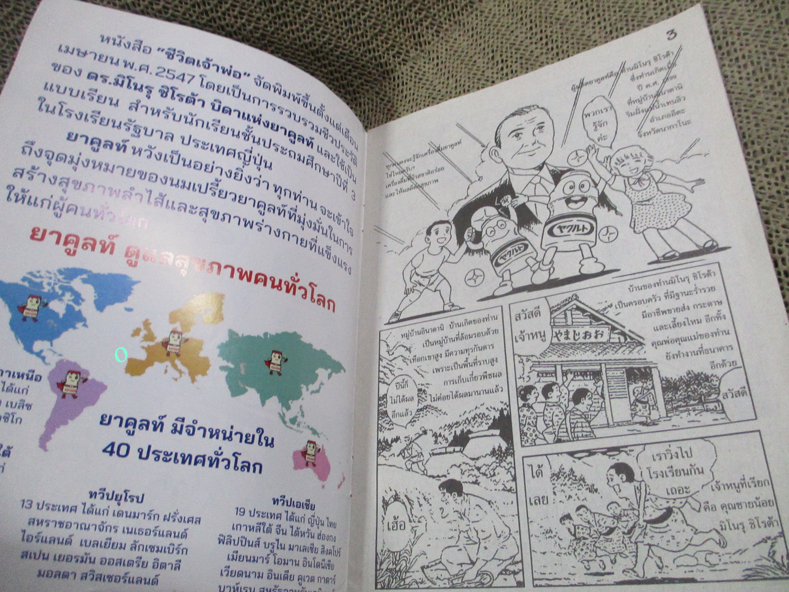 ชีวิตเจ้าพ่อ หนังสือการ์ตูนแลกซื้อจาก "นมเปรี้ยวยาคูลท์" การ์ตูนที่มีเนื้อหาเกี่ยวกับชีวิตของ ดร.มิโนรุชิโรต้า บิดาของยาคูลท์