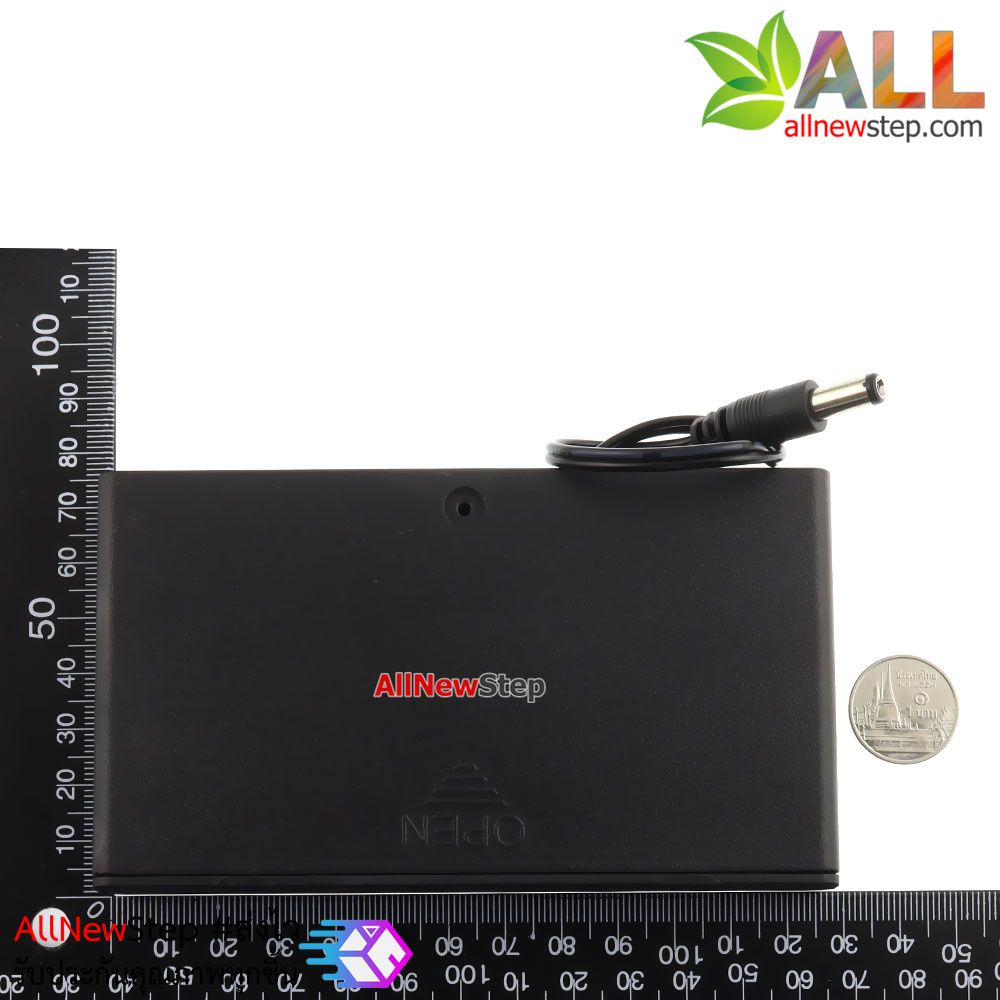 รางถ่าน AA 8 ก้อน 12V มีสวิตช์และฝาปิด ขั้วต่อแบบ DC Jack 5.5x2.5mm