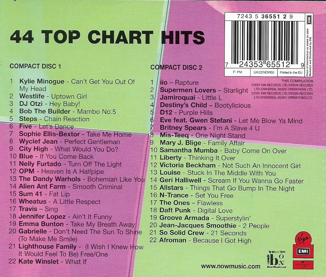 Used CD,Now 50 44 Top Chart Hits That's What I Call Music!(2CD) (B)(Various Artists)(2001)(EU)