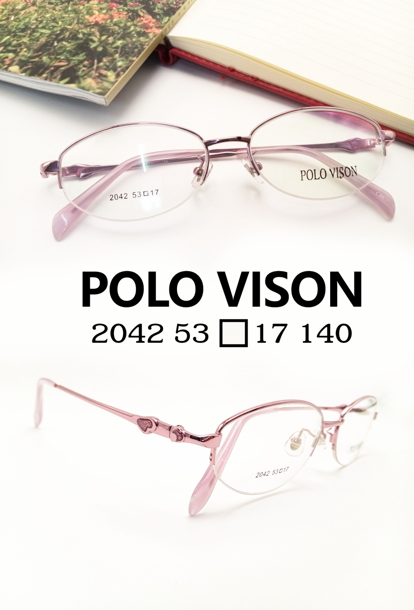 กรอบแว่นผู้หญิงดีไซน์ Titanium & Metal