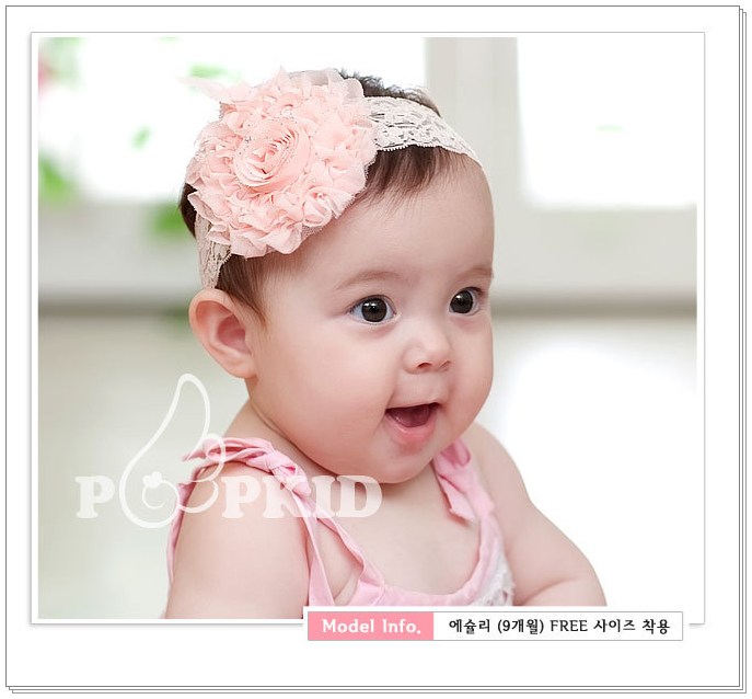 ผ้าคาดผมPOPKIDนำเข้าสไตล์เกาหลีประดับดอกไม้
