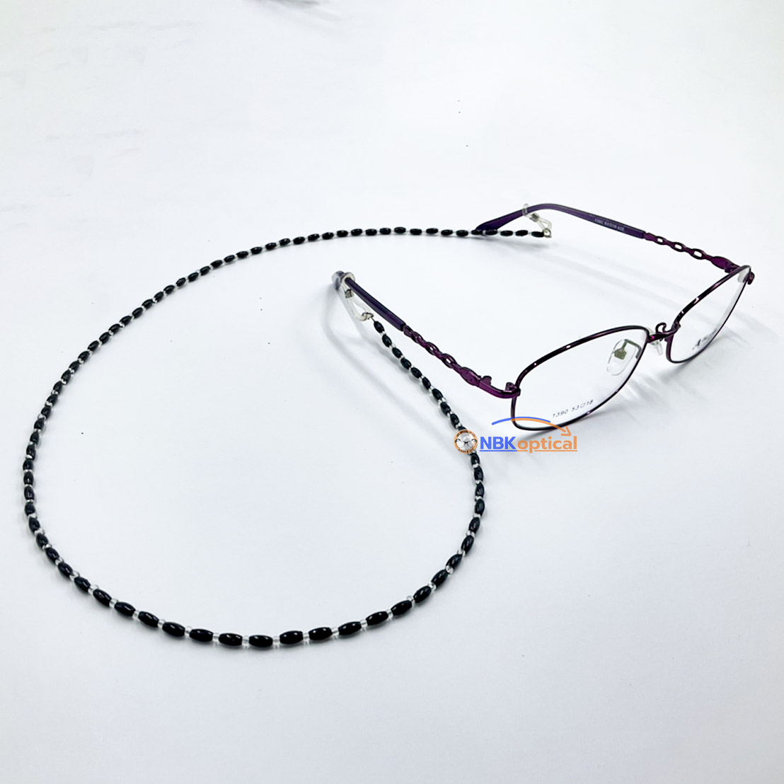 สายคล้องแว่นตาคริสตัลสีดําทรงหรูเรียบง่าย