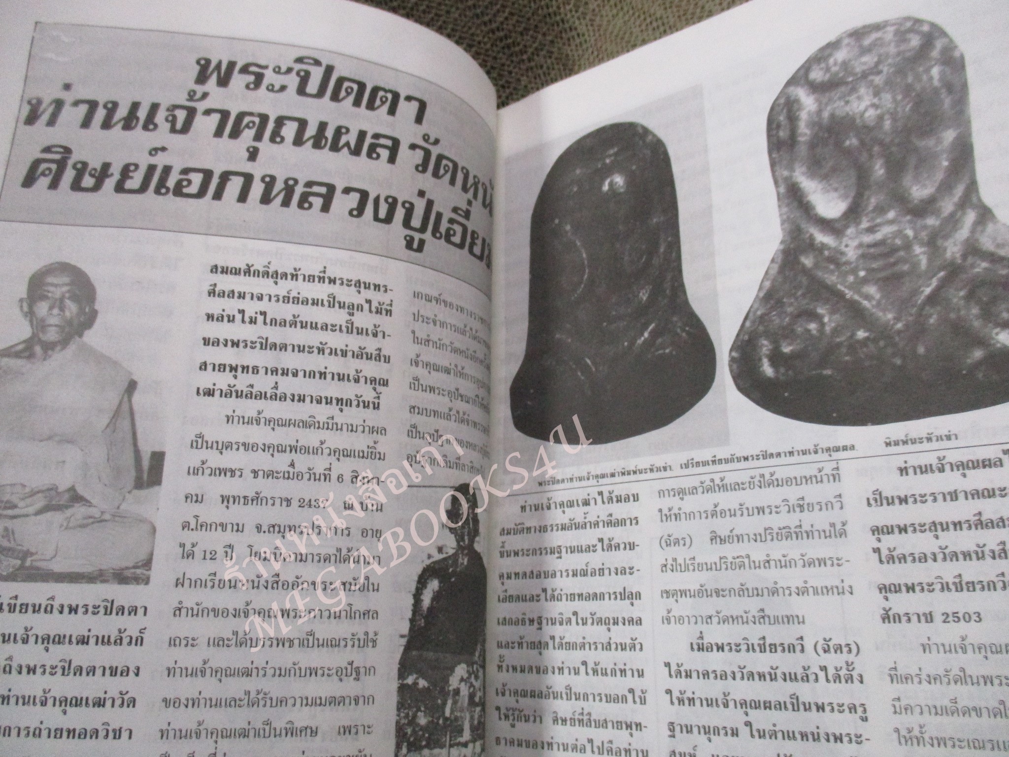 หนังสือพระเครื่อง ตระกูลปิดตา / มุมบนมีคราบน้ำ เปิดอ่านได้ตามปกติ