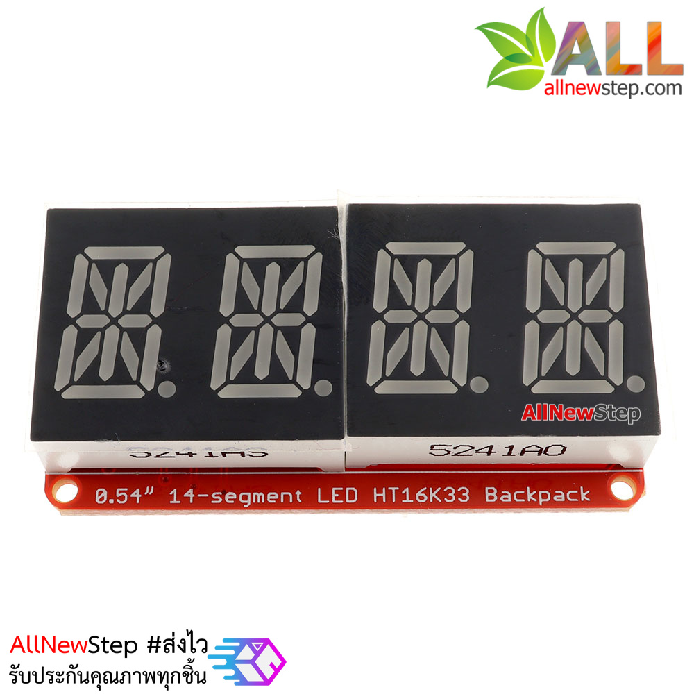 จอ LED 0.54 นิ้ว 4 หลัก 14-Segment ชิฟ HT16K33 สีเขียวแดง