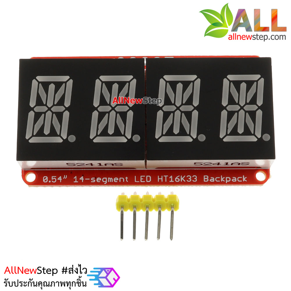 0.54 inch 4-bit 14-Segment Alpha-numeric LED I2C driver HT16K33 จอ LED สีแดง 4 หลัก 0.54 นิ้ว ไดรเวอร์ HT16K33 สำหรับ Arduino
