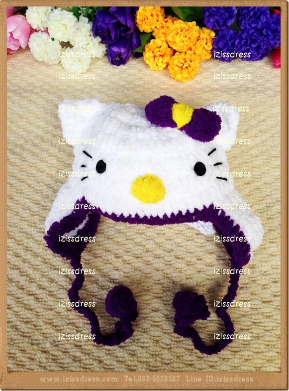 ใหม่สุดๆ พร้อมส่งหมวกคิตตี้สีขาวเขียว kitty ผลิตจากไหมขนแกะอย่างดี สวมใส่นุ่มสบายศีรษะค่ะ