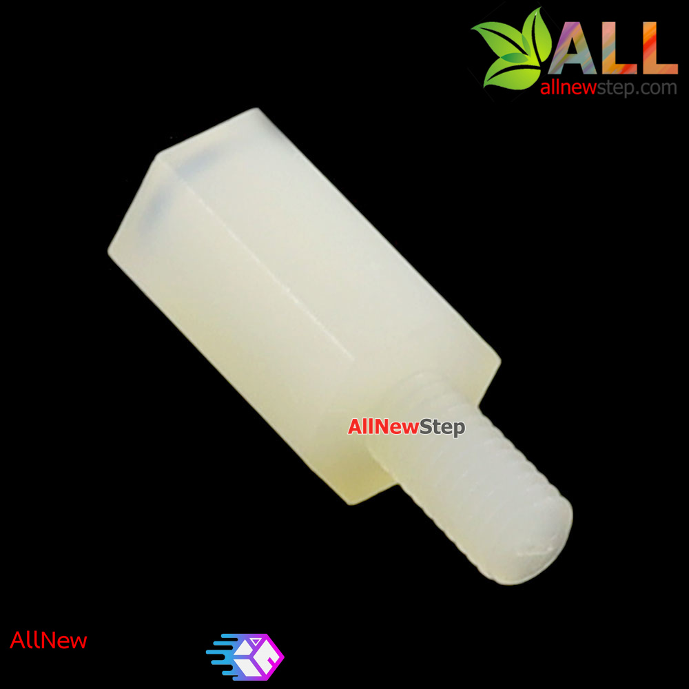 น็อตไนลอน NUT Nylon M3 ขนาด 10+6mm สีขาว จำนวน 1 ชิ้น