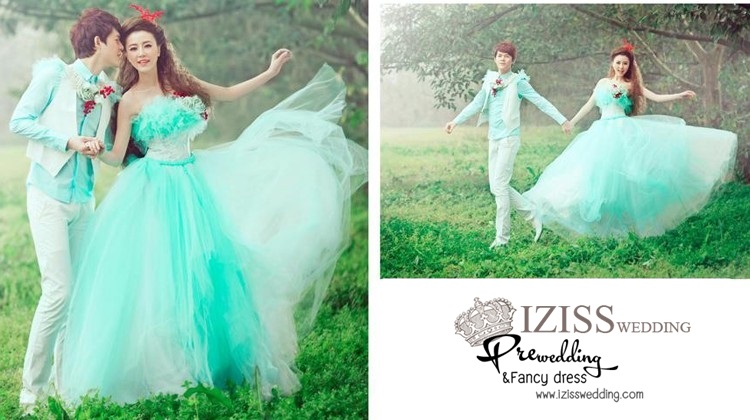 PW103 - Pre order ชุดคู่ถ่ายพรีเวดดิ้ง (prewedding dress) & ชุดแต่งงานแฟนซี (Fancy wedding dress)ชายหญิง "ธีมสีเขียว-ขาว"