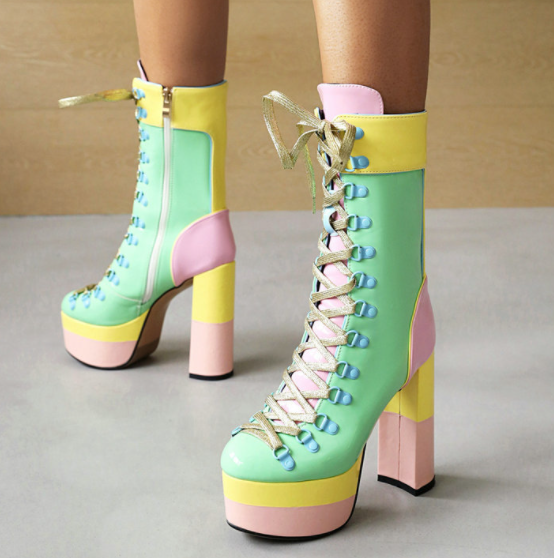 รองเท้าบูทสีพาสเทล ไซส์ 33-43 สีเหลือง/เขียว
