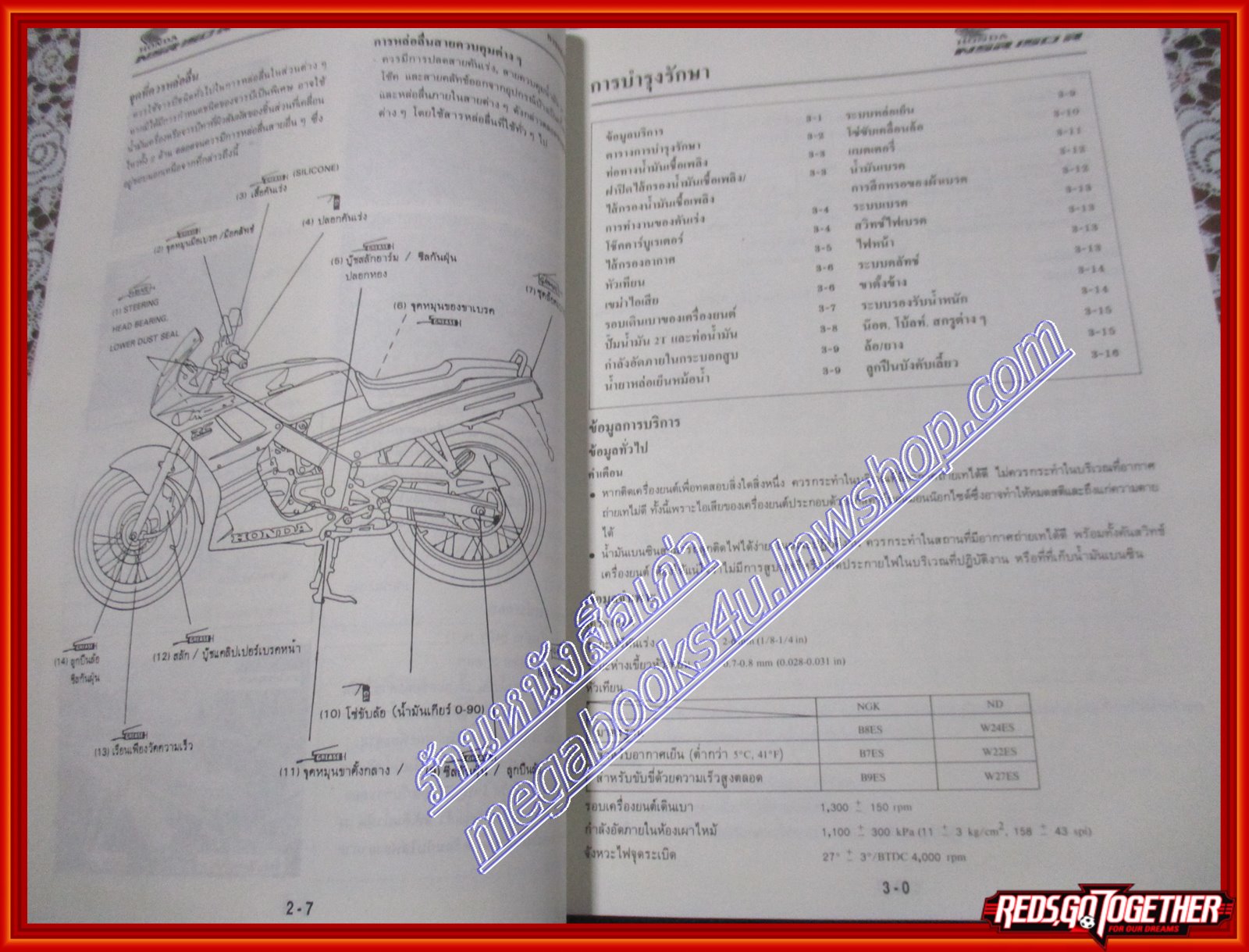 คู่มือซ่อมรถจักรยานยนต์ ซ่อมมอเตอร์ไซค์ HONDA ฮอนด้า NSR 150R สำหรับอบรมช่าง