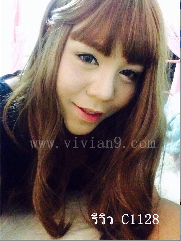 C1128 วิกผมลอนปลายระดับหน้าอก เเสกกลางมีหนังศรีษะ ผมม้า